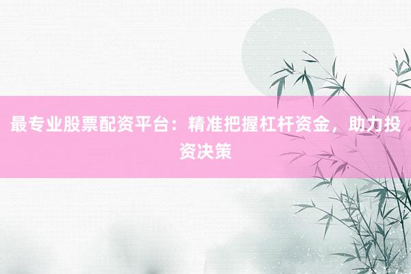 最专业股票配资平台：精准把握杠杆资金，助力投资决策